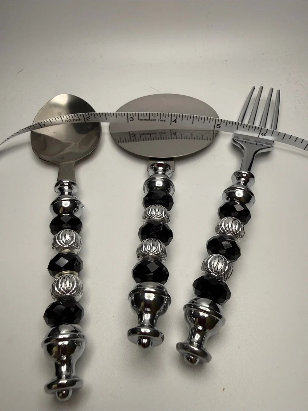 Beaded Stainless Steel Serving Set - Black